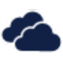 Navy blue cloud icon on a white background