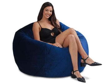 Bella Velvet Bean Bag 112CM Blue