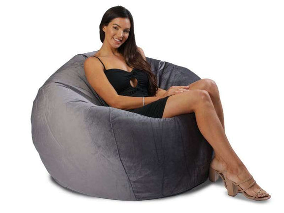Bella Velvet Bean Bag 112CM Charcoal