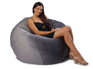 Bella Velvet Bean Bag 112CM Charcoal