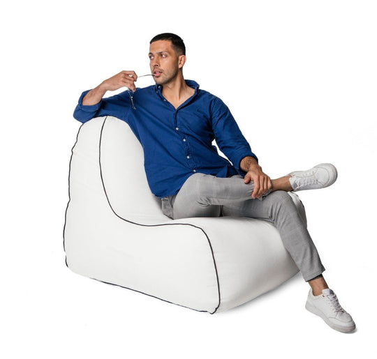 Copacabana Outdoor Bean Bag Chair white with black piping