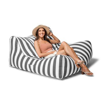 Costa Luxe Bean Bag Lounger Charcoal Stripes