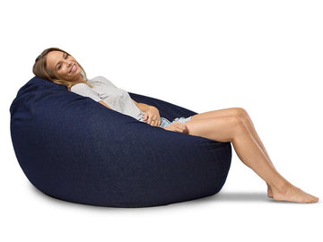 Cuba Denim Bean Bag 104cm indigo with lady