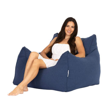 Teddy Linen Bean Bag Navy