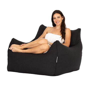 Teddy Linen Bean Bag Black